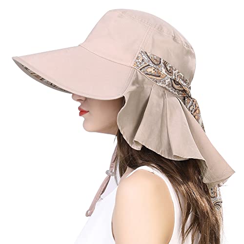 ENJOYFUR Women Cotton Summer Sun Hats Wide Brim Foldable Fashion