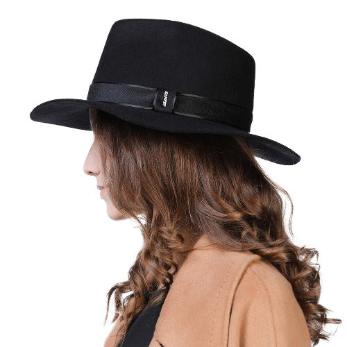 Womens 100% Wool Felt Fedora Panama Hat Wide Brim Fashion 1920s Vintage Derby Party Church Hat