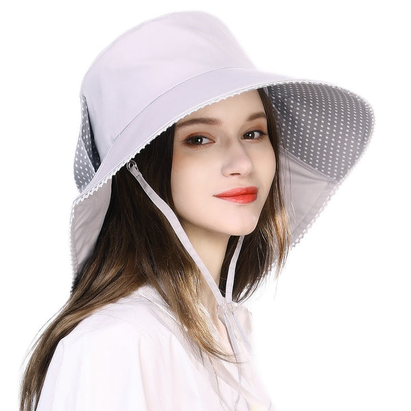 Ladies Sun Hats  UV Cotton Safari Bucket Hat with Chin Strap Black