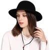 Womens 100% Wool Felt Fedora Hat Wide Brim Floppy/Porkpie Style