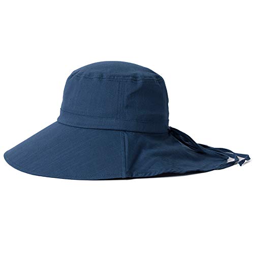 UPF 50 Sun Hats for Women Wide Brim Packable with Neck Protection Navy