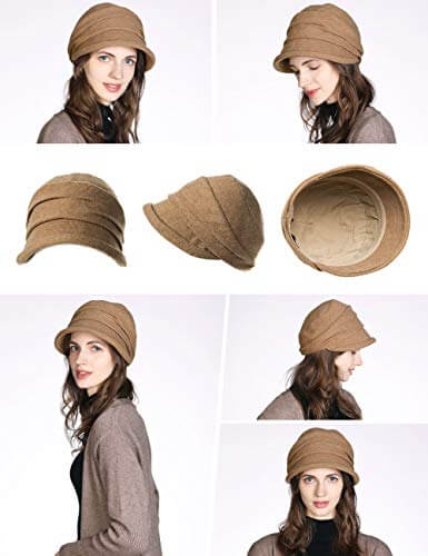 Womens Visor Beret Newsboy Hat Cap for Ladies Merino Wool