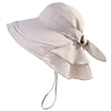 Wide Brim Summer Sun Flap Bill Cap Women Cotton Hat Neck Cover Beige