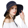 Womens UPF50+ Linen Cotton Summer Sunhat Bucket Hats With Face shield