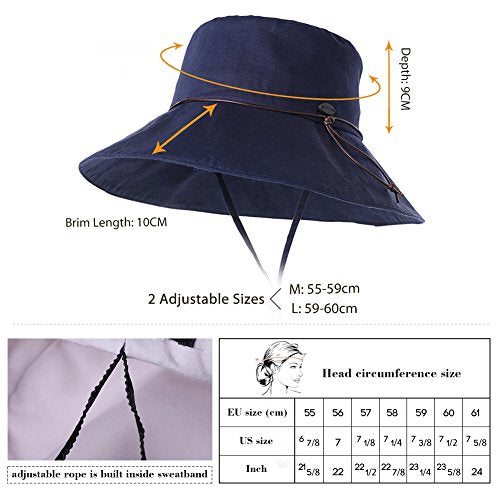 Women Wide Brim Sun Protection Foldable Beach Safari Hat UPF Beige Hat