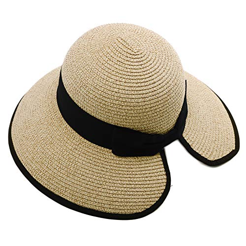 Summer Beach Straw Women Hat Foldable UPF 50 UV Sun Protection
