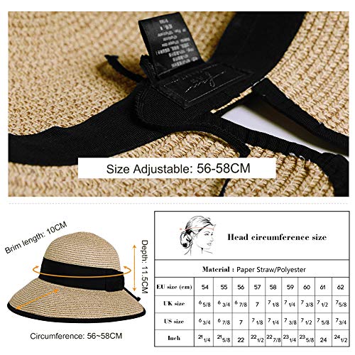 Summer Beach Straw Women Hat Foldable UPF 50 UV Sun Protection
