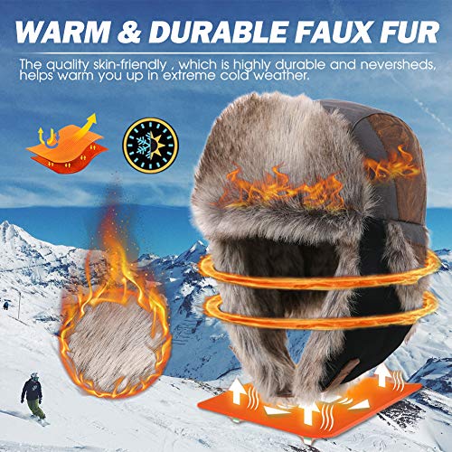 Winter Faux Fur Trapper Bomber Hats for Men Warm Ushanka Russian Hat Outdoor Earflap Hunting Ski Hat