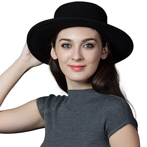Womens 100% Wool Felt Hat Winter Panama Fedora Hats