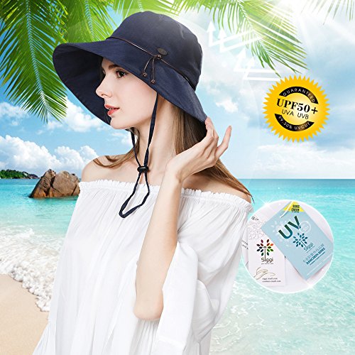 Women Wide Brim Sun Protection Foldable Beach Safari Hat UPF Black Hat