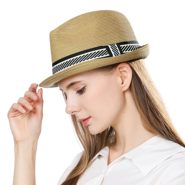 Comhats Mens Straw Panama Fedora Packable Sun Summer Beach Hat