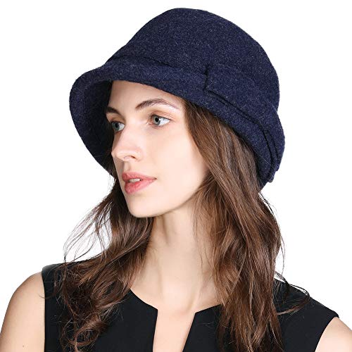 60% Wool Felt Cloche Hat for Women Winter Hat Ladies 1920s Vintage Derby Church Bowler Bucket Hat