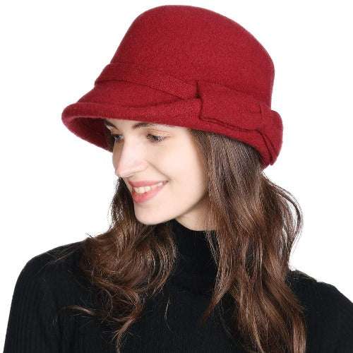 60% Wool Felt Cloche Hat for Women Winter Hat Ladies 1920s Vintage Derby Church Bowler Bucket Hat