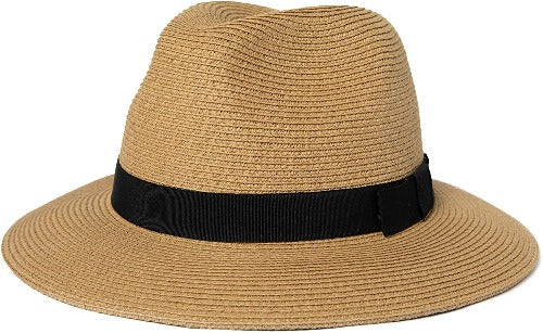 Women Packable Straw Fedora Wide Brim Panama Sun Summer Beach Hat