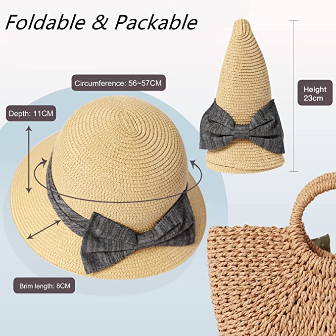 Straw Sun Hats for Women Summer Bucket UV Sun Protection