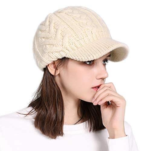 Comhats 100% Wool Newsboy Cap Winter Hat Visor Beret Cold Weather Knitted