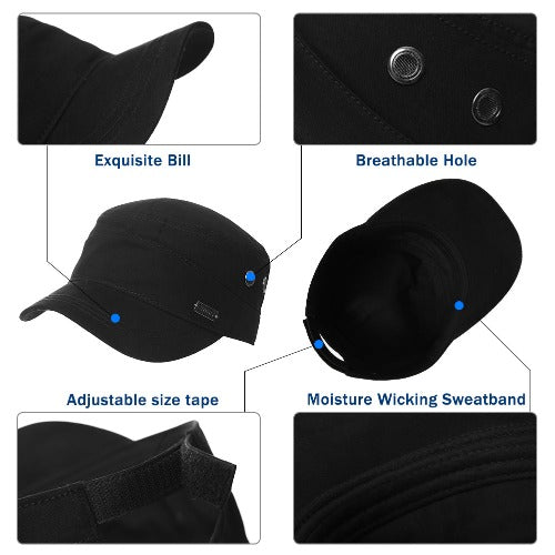 Unisex Mens 100% Cotton Army Caps Military Hats Baseball Sun Hat Trucker Cadet Combat Cap for Men Womens