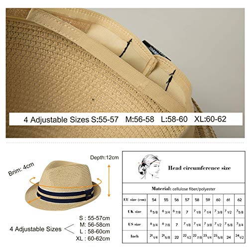 Fedora Straw Fashion Sun Hat Packable Panama Beach Hat Men Women