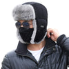100% Rabbit Fur Army Green Bomber Hat with Ear Flaps and Mask