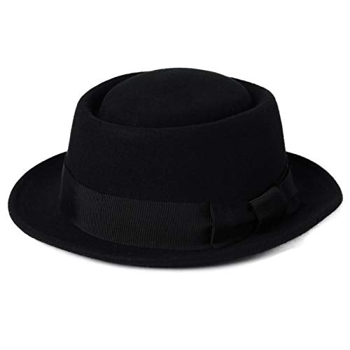 Winter Pork Pie Hat 100% Wool Trilby Fedora Hat Jazz Cap Homburg Gangster Fedora Derby Party Hat for Men Women