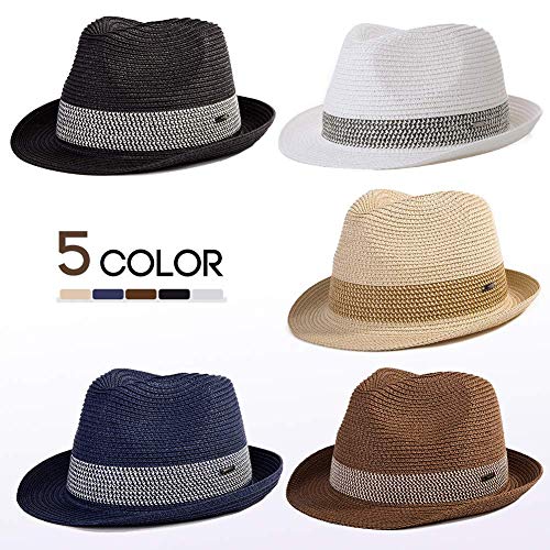 Comhats Mens Straw Panama Fedora Packable Sun Summer Beach Hat