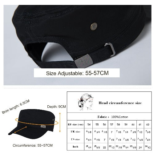 Men Dad Military Hats Adjustable Breathable Flat Top Army Cap Curved Brim Snapback