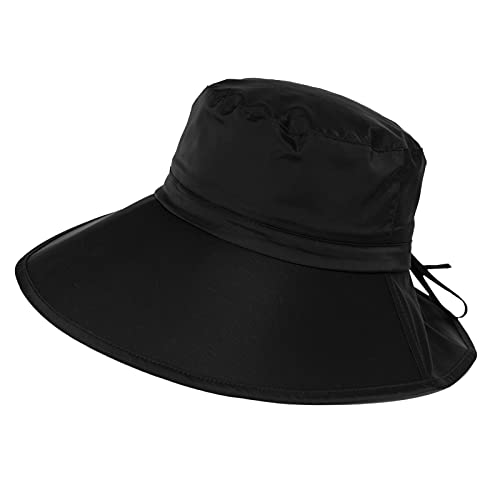 Rain Bucket Sun Hat Women Wide Brim Water Resistant Waterproof Hats UPF Walking Hiking with Chin Cord Neck Cover Crushable Packable Adjustable