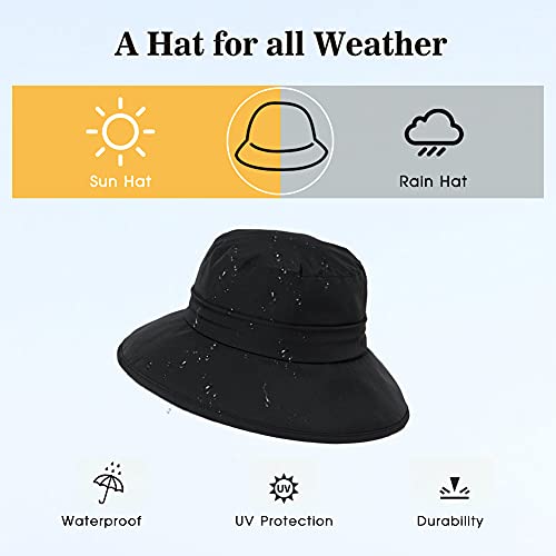 Summer Bucket Hat for Women Rain Waterproof Packable Foldable Sunhat Golf Fishing Travel Ladies
