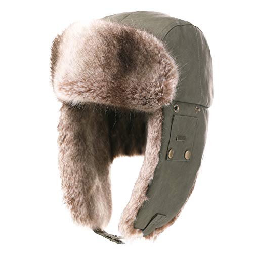 Adult Faux Fur Trapper Trooper Fur Earflaps Bomber Russian Ushanka Warm Cold Weather Waterproof Winter Ski Hats for Male and Ladies