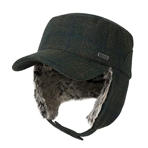 Winter Faux Fur Earflap Trapper Hunting Hat Military Army Cap with Ear Flaps Warmer Quilted Thick Lined Unisex Adjuastable