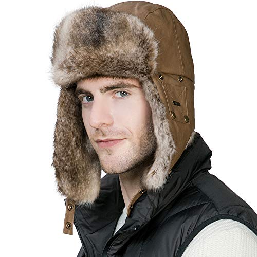 Adult Faux Fur Trapper Trooper Fur Earflaps Bomber Russian Ushanka Warm Cold Weather Waterproof Winter Ski Hats for Male and Ladies