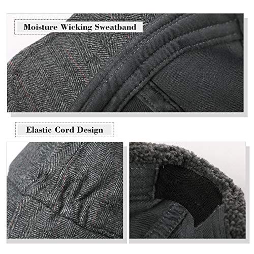 Winter Thick Wool Earflap Hat for Men Trapper Hunting Hat Baseball Cap with Fleece Ear Flaps Warm Skiing Hat