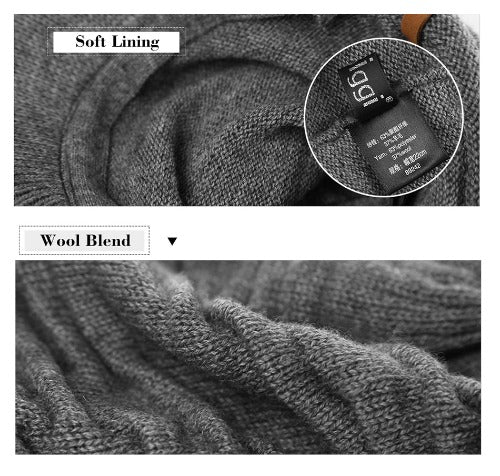 Winter Wool Visor Beanie Cuff Knit Cap Thick Warm Stretchy Unisex