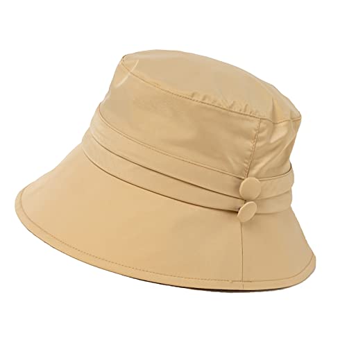 Womens Waterproof Bucket Hat for Walking Golf Safari Ladies Rain Hats UPF 50+ Sun Hat Packable All Weather Hat Windproof Chin Strap Size Adjustable