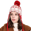 Wool Cable Knit Hat Peruvian Hat Beanie Winter Cap with Earflap Pom Fur Lining Warm Outdoor Sports Ski Snow Cold Weather Hats