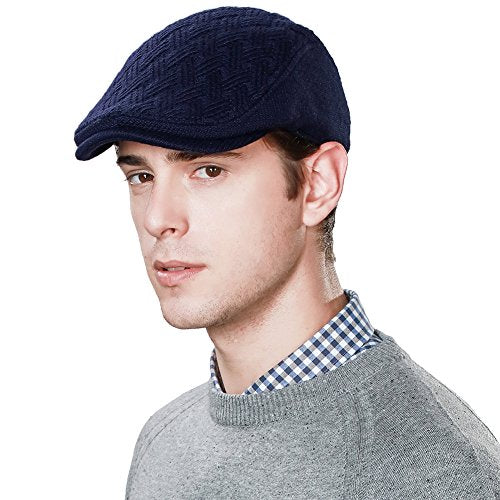 Wool Newsboy Cap for Men Winter Hat Cold Weather Black Ivy Flat Cap