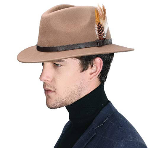 100% Wool Felt Homburg Gangster Fedora Hat